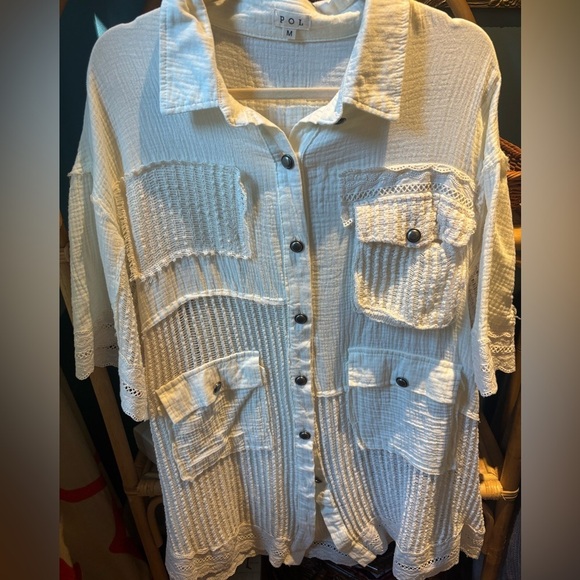 POL Tops - POL Cream Textured Shirt